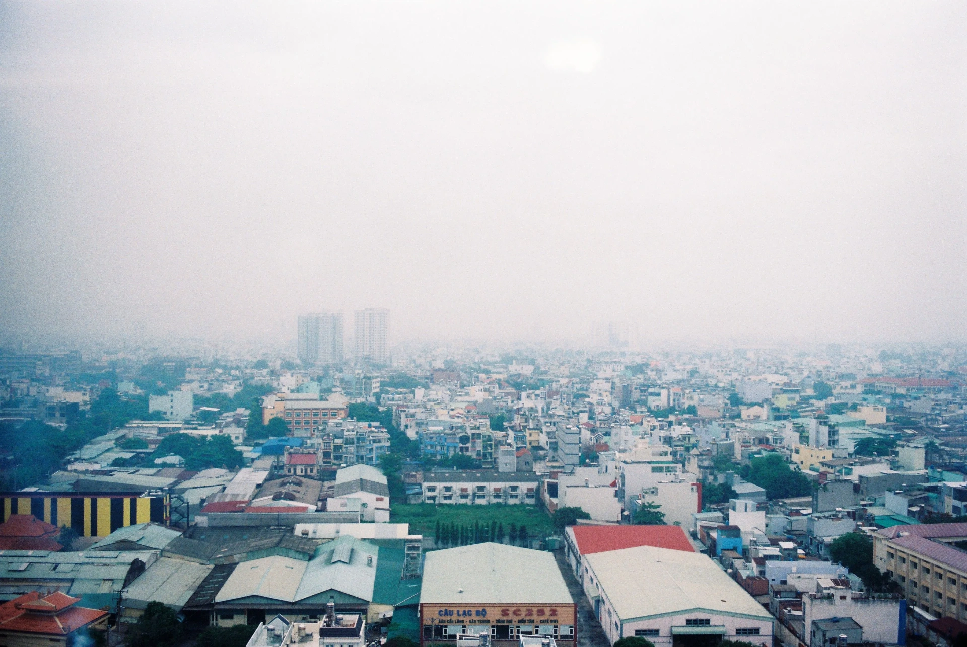 Residential neighborhood under smog